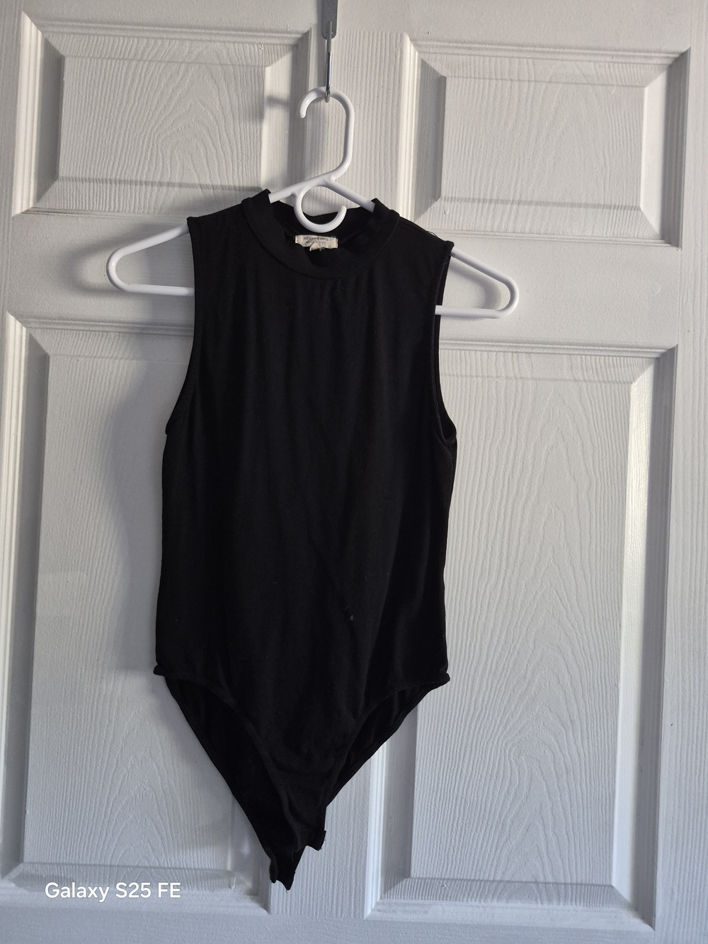(S) Black Sleeveless One-Piece Bodysuit